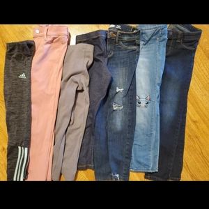 Lot of 7 girls size 6-7 leggings and jeans